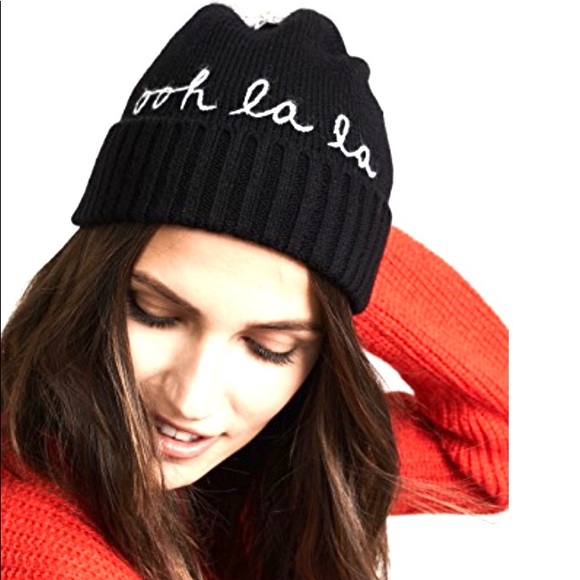 Kate Spade New York Ooh La La Black Beanie Pom Pom - Picture 2 of 8